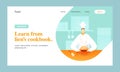 Landing Page or Hero Banner Design with Faceless Chef Character Presenting Roasted Chicken on Table for Learn From Lien\'s