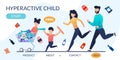 Landing Page with Hyperactive Children and Parents Royalty Free Stock Photo