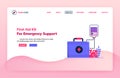 Landing page illustration template of first aid kit for emergency support. Infusion for emergency departments. Health themes. Can