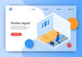 Landing Page Inscription Home Repair Vector Flat.