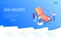 Landing page with Isometric Business and Finance Analysts, Analyzing Key Performance Indicators, Business Data Analyst