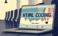 Landing Page of Laptop with Html Coding Concept. 3D.