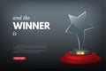 Landing page layout with winner award realistic design. Goal achievement, success, leadership. Victory in competition or