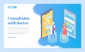 Landing page of medical website, online consultation of doctor and patient with pain, virtual help Royalty Free Stock Photo