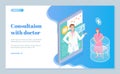 Landing page of medical website, online consultation of doctor and pregnant woman, virtual aid help Royalty Free Stock Photo