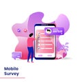 Landing Page Mobile Survey vector illustration modern concept, can use for Headers of web pages, templates, UI, web, mobile app,