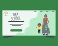 Landing page with mother and daughter walking to school Royalty Free Stock Photo