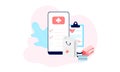 Landing page of Online pharmacy, healthcare, drugstore and e-commerce app concept. Vector of prescription drugs, first aid kit and