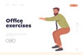 Landing page for online service with office exercise to remove tension and muscle soreness