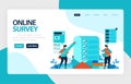 Landing page online survey. Exams Choices Flat character for learning and survey consultants. research feedback opinion, choice ch