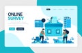 Landing page online survey. Exams Choices Flat character for learning and survey consultants. research feedback opinion, choice ch