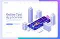 Landing page of online taxi application