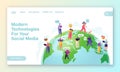 Wireless communication and social networking concept for landing page.