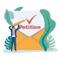 Landing page petition. An envelope with a letter of approved petition