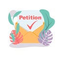 Landing page petition. An envelope with a letter of approved petition