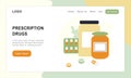 Landing page of prescription drugs, medical prescription, first aid kit and medical supplies. Concept of pharmacy, drugstore, diag