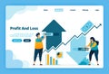 Landing page of profit and loss. Up and down in taking capital gains investment in financial markets. Illustration of landing page Royalty Free Stock Photo