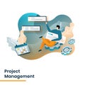 Landing Page Project Management vector illustration modern concept, can use for Headers of web pages, templates, UI, web, mobile