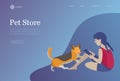 Landing page set of children with cats and dog. Happy, funny kids playing, love and taking care of kittens, pet animals Royalty Free Stock Photo