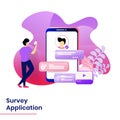 Landing Page Survey Application vector illustration modern concept, can use for Headers of web pages, templates, UI, web, mobile