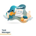 Landing Page Task Manager vector illustration modern concept, can use for Headers of web pages, templates, UI, web, mobile app,