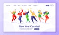 Concept of landing page on winter holidays theme with flat vector people characters for web design