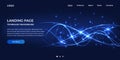 Landing page technology website template design. Blue vector illustration Landing web page.