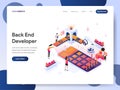 Landing page template of Back End Engineer Isometric Illustration Concept. Modern design concept of web page design for website Royalty Free Stock Photo