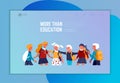 Landing page template with Back to school flat vector illustration. Preteen and teenage schoolkids. Schoolmates, friends