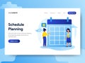 Landing page template of Businessman doing Schedule Planning. Modern flat design concept of web page design for website and mobile