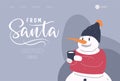 Landing page template with Christmas and New Year holiday set with Santa, elf, penguin and snowman portrait photo Royalty Free Stock Photo