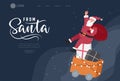 Landing page template with Christmas and New Year holiday set with Santa. Christmas winter fair. Cartoon vector Royalty Free Stock Photo