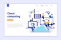 Landing page template of cloud computing modern flat design concept. Learning and people concept. Royalty Free Stock Photo