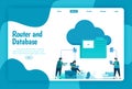 Landing page template of cloud and folder storage service. Organize network files and connections in the cloud to work on database Royalty Free Stock Photo