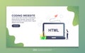 Landing page template of coding website. Modern flat design concept of web page design for website and mobile website. Easy to Royalty Free Stock Photo
