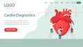 Landing Page Template Composition. Flat Cartoon Style Illustration With Text And Characters. Medical Cardio Diagnostics