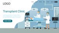 Landing Page Template Composition. Flat Cartoon Style Illustration With Text, Characters. Medical Transplant Clinic