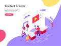 Landing page template of Content Creator Illustration Concept. Isometric flat design concept of web page design for website and Royalty Free Stock Photo