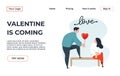 Landing page template of Couple with Dating Apps Illustration Concept. Modern flat design concept of web page design for website