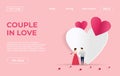 Landing page template of Couple with Dating Apps Illustration Concept. Modern flat design concept of web page design for website