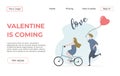 Landing page template of Couple with Dating Apps Illustration Concept. Modern flat design concept of web page design for website