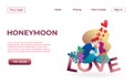 Landing page template of Couple with honey moon Dating Apps Illustration Concept. Modern flat design concept of web page design