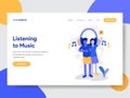 Landing page template of Couple Listening to Music illustration Illustration Concept. Modern flat design concept of web page