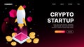 Landing page template for Crypto Startup. Horizontal Web Banner