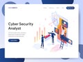 Landing page template of Cyber Security Analyst Isometric Illustration Concept. Modern design concept of web page design for