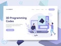 Landing page template of 3d Programming Codes Illustration Concept. Isometric flat design concept of web page design for website