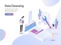 Landing page template of Data Cleansing Isometric Illustration Concept. Isometric flat design concept of web page design for