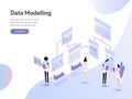 Landing page template of Data Modeling Isometric Illustration Concept. Isometric flat design concept of web page design for