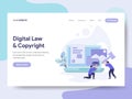 Landing page template of Digital Law and Copyright Illustration Concept. Isometric flat design concept of web page design for