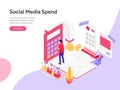 Landing page template of Digital Marketing Cost Isometric Illustration Concept. Isometric flat design concept of web page design